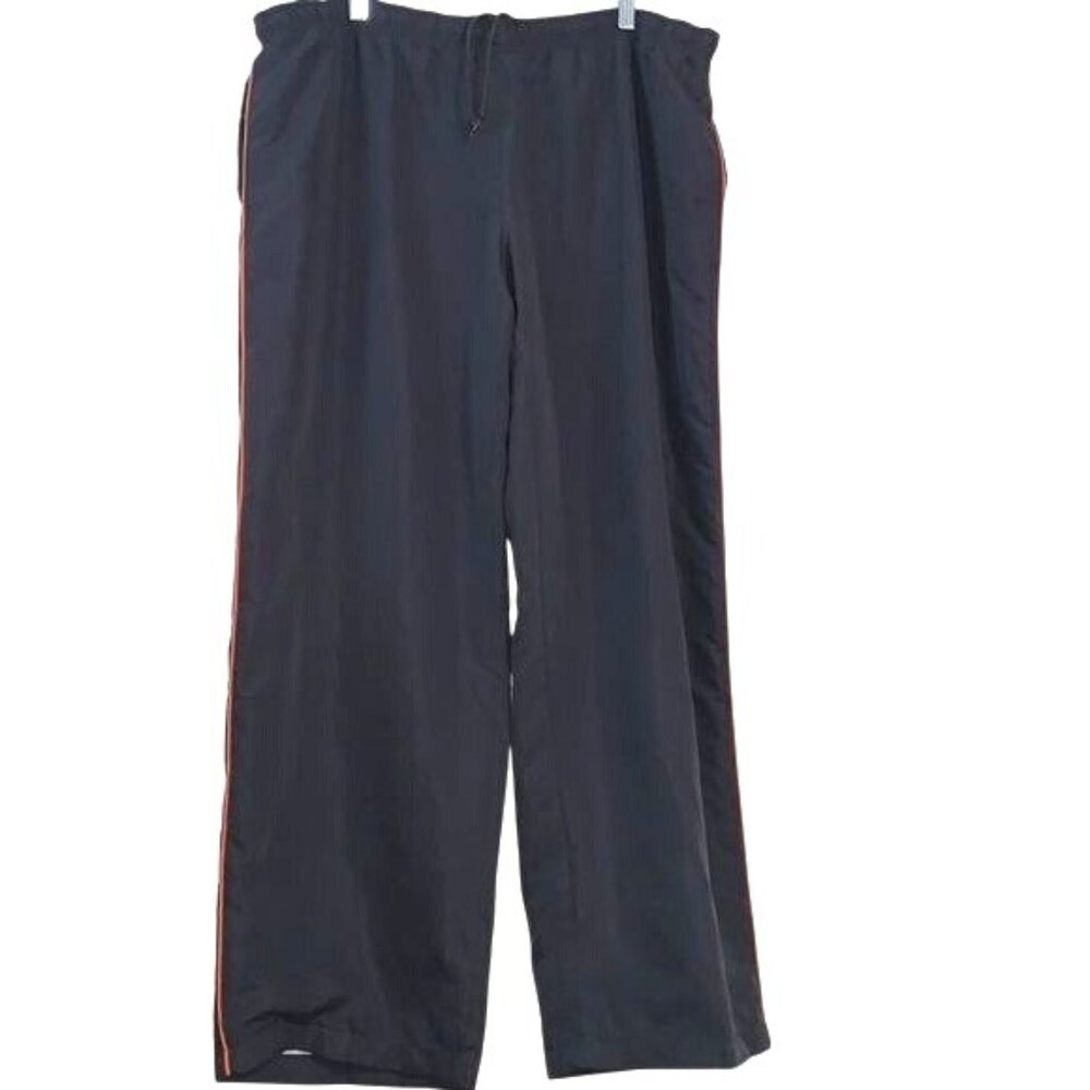 Women's Black Athletic Track Pants W/ Orange Stripe Elastic Waist Size XL Polyes